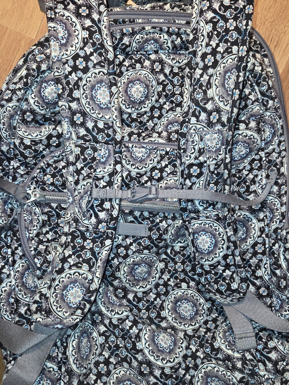 Vera Bradley Iconic Campus Backpack - Charcoal Medallion Quilted Cotton Laptop - Picture 6 of 14